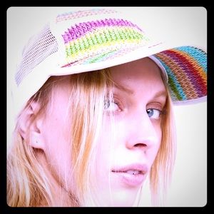 Free People ziggy rainbow straw hat cap beach surf